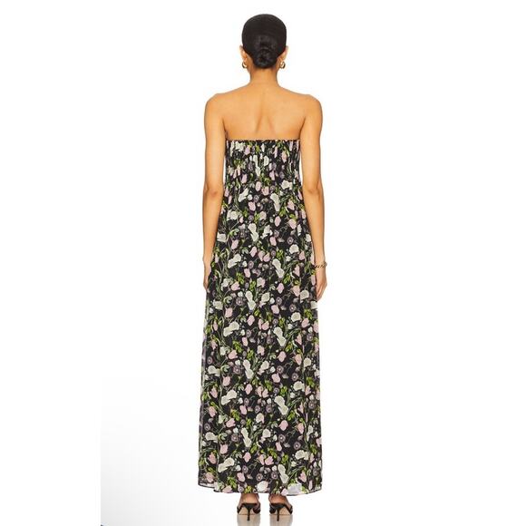 CAMI NYC Minoa Gown Pleated Floral Boned Bodice Maxi in Midnight Gardens 2 - Picture 3 of 9